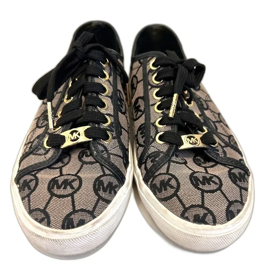 Michael Kors Black Monogram Canvas Sneakers - Size 6.5